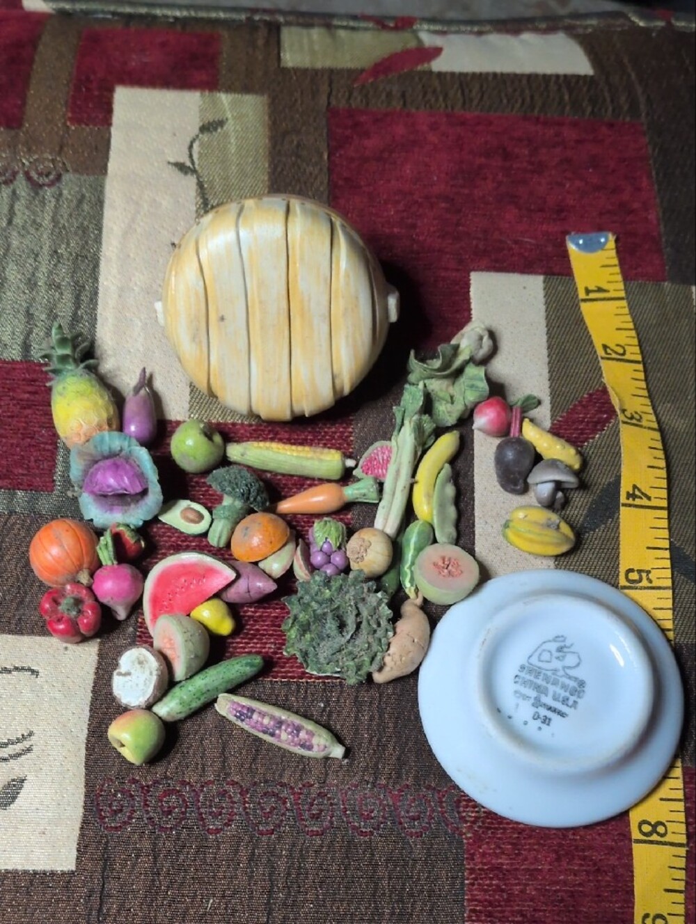 Miniature Ceramic Fruit & Vegetable Basket and Bowl Set - Multicolor - Picture 6 of 7